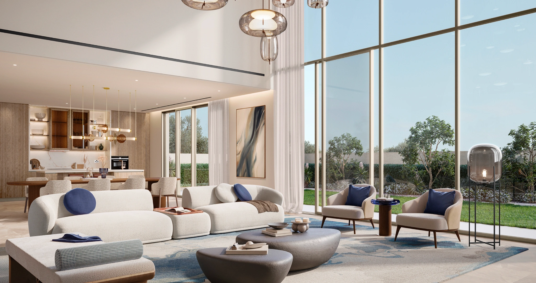 Artist’s impression of a spacious Talay villa living room