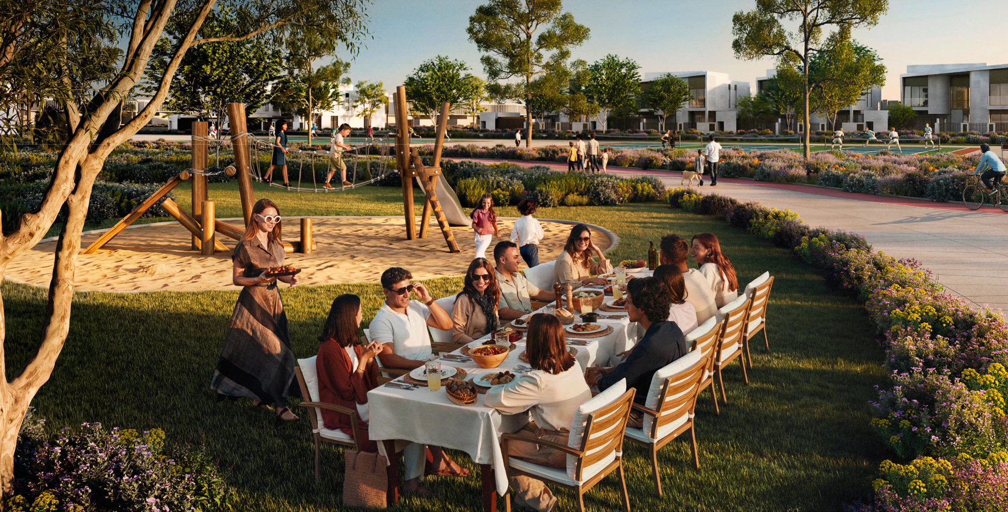 Artist’s impression of Talay’s landscaped communal gardens and play spaces